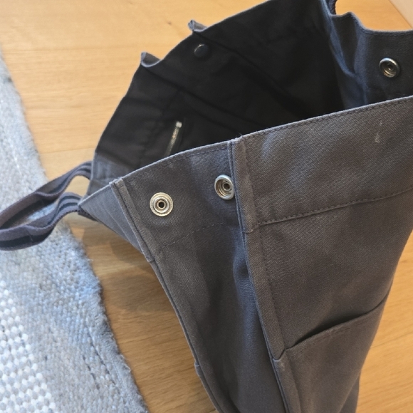 Hermes Gray Canvas Tote Black Stripes, GUC, Quiet Luxury, French Chic, Unisex - Picture 4 of 9